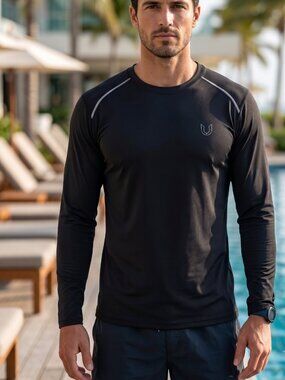 NWT | NORTHYARD Onyx Black Performance Rashguard Sun Shirt UPF 50+ Quick Dry | S